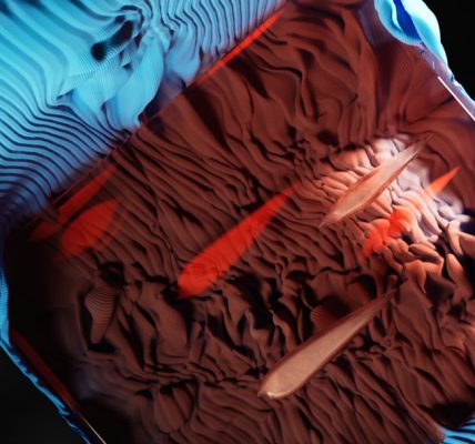 Abstract visualization of fluid dynamics with flowing particles